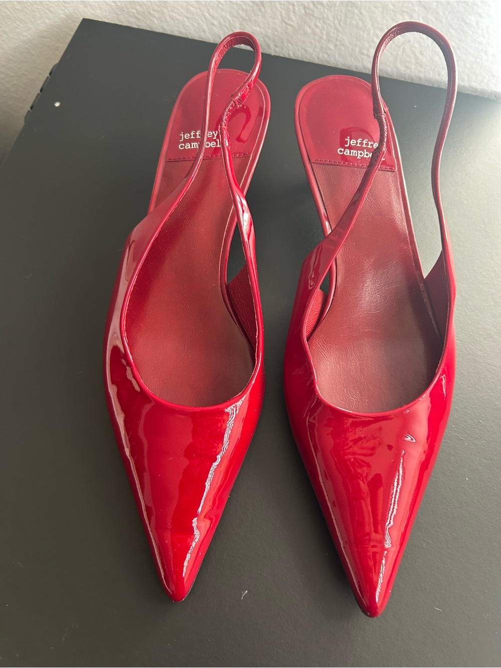 Jeffrey Campbell Red Patent Slingback Pointed-Toe Heels Size 8